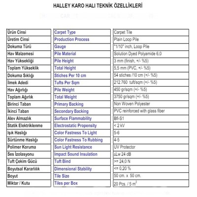 Halley Polyamid Karo Halı