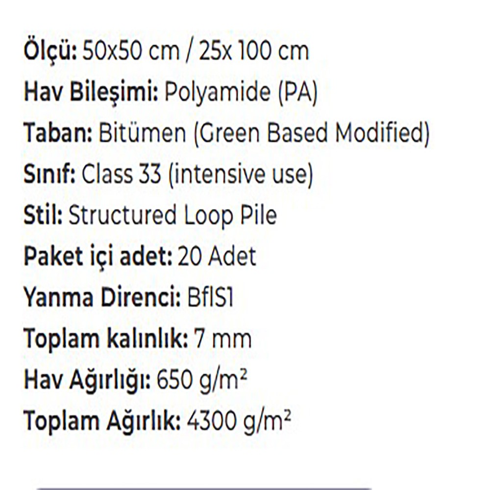 Expresssion Karo Halı Teknik Özellikleri