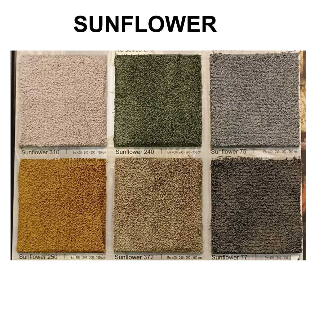 Sunflower Tufting Halı – %100 PES, Antislip-Felt taban, Hollanda üretimi
